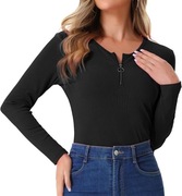 Bluzka damska Allegra K z prążkowanej dzianiny