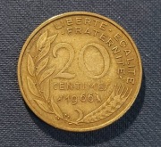 Moneta Francja 20 centymów 1966