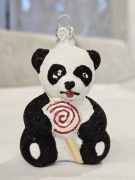 Bombka choinkowa Panda szklane bombki 1 szt  kształtki  retro styl