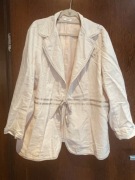 Marynarka wizytowa żakiet len 50/52 5XL 22 róż Beż haft ZIZZI plus size