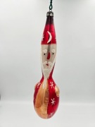 Stara szklana bombka18cm PRL czarodziej mikołaj ręcznie malowana figurka