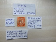 znaczki Fi 187 WMG 1924r. Herb DANZIG Niemcy PMW Rzesza RZADKOŚĆ klej **