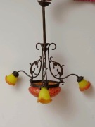 Secesyjny żyrandol z Francji brąz art-noveau lampa antyk rarytas!