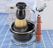 Nowy Zestaw do Golenia Pędzel Miseczka Stojak Ostrza dla Mężczyzn do Brody