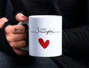 Kubek I Love You z sercem prezent dla niej dla niego,kubek z nadrukiem