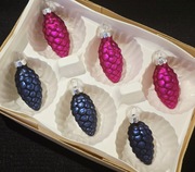 Bombki choinkowe  6 cm szklane szyszki 6 szt mat ozdoby na choinkę retro 