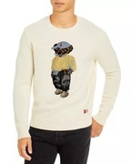 Męski WEŁNIANY sweter POLO RALPH LAUREN POLO BEAR MIŚ BIAŁY Rozmiar M