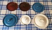 Stare pokrywki emaliowane zestaw 6 sztuk PRL