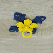 Wieszak Hak Uchwyt sufitowy kuty na doniczkę - Niebiesko - żółty (W75)