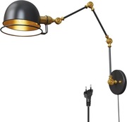 Lampa ścienna w stylu vintage z wtyczką, industrialna lampa ścienna