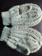 Szerokie rękawiczki plecione seledynowo-błękitne M/L