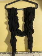 Szalik z falbankami czarny