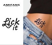 TATUAŻ TYMCZASOWY JEDNORAZOWY CZARNY NAPIS LICK IT 1 ARKUSZ