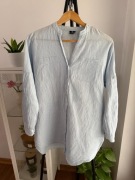 Dłuższa niebieska koszula tunika w białe paski 100% cotton XS/S oversize