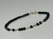 Delikatna bransoletka Czarny turmalin Złoto próby 750 diamentowane