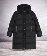 Puchowa czarna kurtka pikowana ciepła 40/42 L/XL zamek kaptur złote okucia