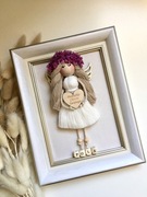 Prezent na Chrzest Ramka Obrazek Anioł Stróż ŻYCZENIA PAMIĄTKA CHRZTU