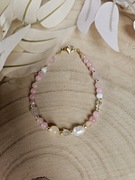 Bransoletka kamienie naturalne Jadeit Perła naturalna Kryształ Górski Agat 