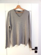 szary damski męski sweterek z dekoltem V 40L jesienny lekki bluzka