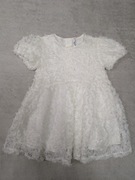 Biała ecru elegancka wizytowa sukienka w kwiatki 3d Coccodrillo 92 jak nowa