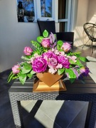 Stroik nagrobny w sercu,Fioletowe Róże,Kompozycja na cmentarz