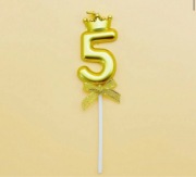 Świeczka cyferka 5 z koroną na tort urodzinowa
