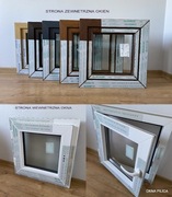 OKNO R 600/600 jasny / złoty dąb, antracyt, mahoń 