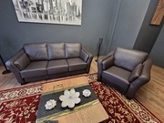 Sofa rozkładana + fotel VIENA 3F skórzany komplet jak nowy Polecam