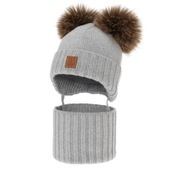 Zestaw czapka i komin z wełny merino