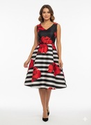 SUKIENKA Outlet Kwiaty Paski Retro 36/38 NOWA