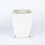 Donica ceramiczna kwadratowa w białym połysku