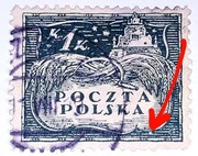 Usterka druku. Znaczek Fi 80B. Kasowany.