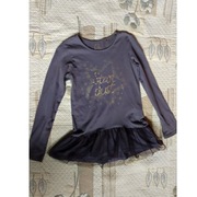 sukienka tunika z tiulem falbany złoty nadruk śnieg zimowa świąteczna