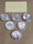 Srebrne Monety brumby / kookaburra / britannia