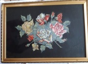 OBRAZ KWIATY w DREWNIANEJ RAMIE PRL