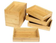6x Pudełko Do Przechowywania Z Bambusa Organizer 23x15x5