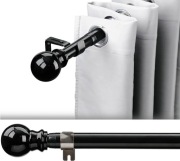 HARRMS Rozciągany Karnisz ze Stali Nierdzewnej, Czarny, 86-213 cm