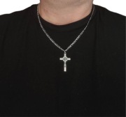 Naszyjnik Figaro 55 cm 4 mm + Krzyżyk 4x2 cm Stal + Czarne Pudełko