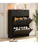Szafka na buty VOWNER czarna z 2 wysuwanymi szufladami i półkami