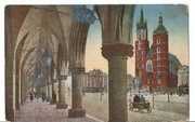 Kraków – Sukiennice i Kościół Mariacki, widokówka z 1916 roku