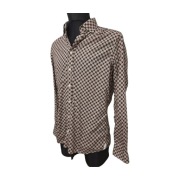 *MĘSKA KOSZULA OTTO KERN DŁUGI RĘKAW RETRO BRĄZOWA ROZMIAR L 100% BAWEŁNA