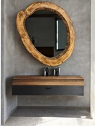 lustro do łazienki w drewnianej ramie nowoczesny owal