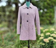 Płaszcz Orsay 40 L krata kratka fiolet róż retro jak vintage kurtka