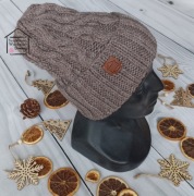 Czapka beanie z wywinięciem,ciepła, wełniana, rękodzieło, handmade 