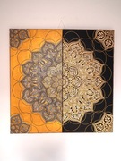 Obraz dyptyk mandala na płótnie 100x100cm, akryl. Rękodzieło 