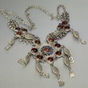 Antyczny Srebrny Naszyjnik Kaszmirski z Karneolem