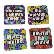 Podkładki korkowe | Śmieszny zestaw | Personalizacja 4szt,