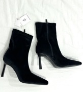 Stradivarius aksamitne czarne botki szpilki szpic NOWE 37