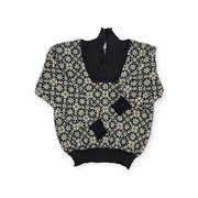 Sweter Knittings of Norway M czarno-biały wełniany narciarski – ciepły