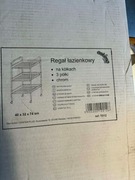 METALOWY REGAŁ ŁAZIENKOWY NA KÓŁKACHCHROM NOWY 3 PÓŁKI